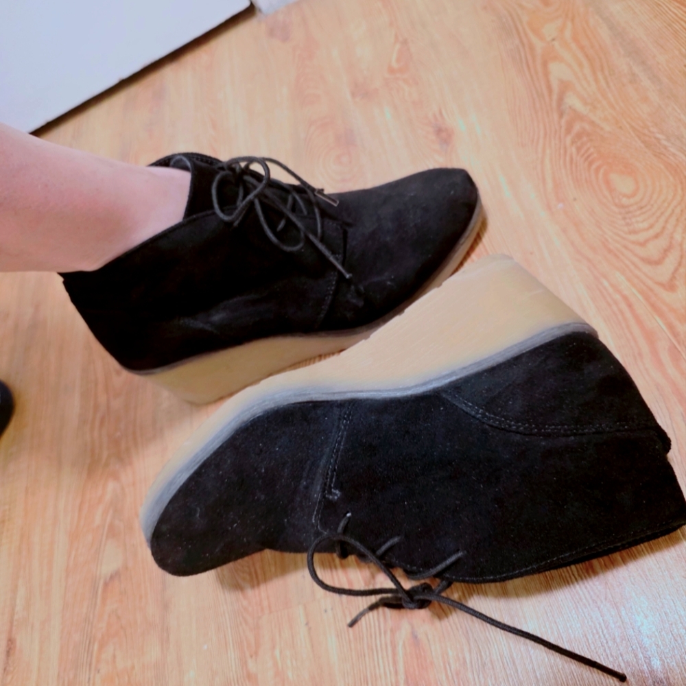 Black Suede Women's Wedge Ankle Boots